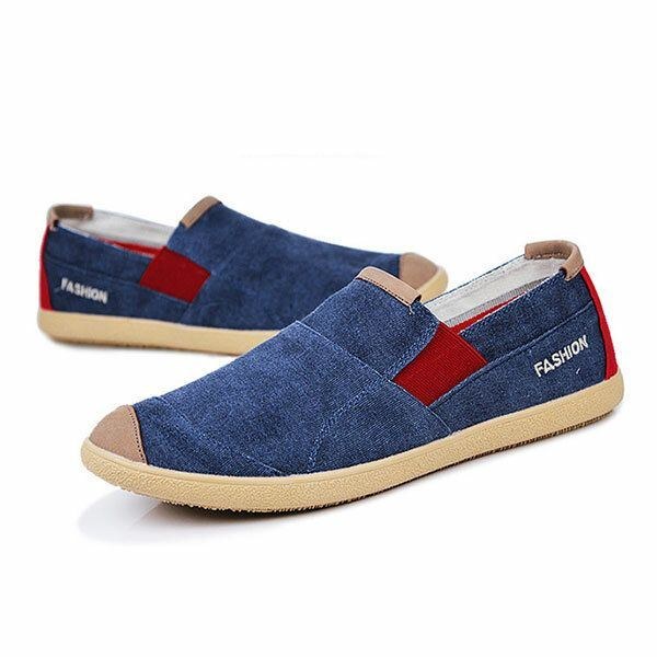 Herr Casual Outdoor Slip On Canvas Bekväma Flats Loafers Skor