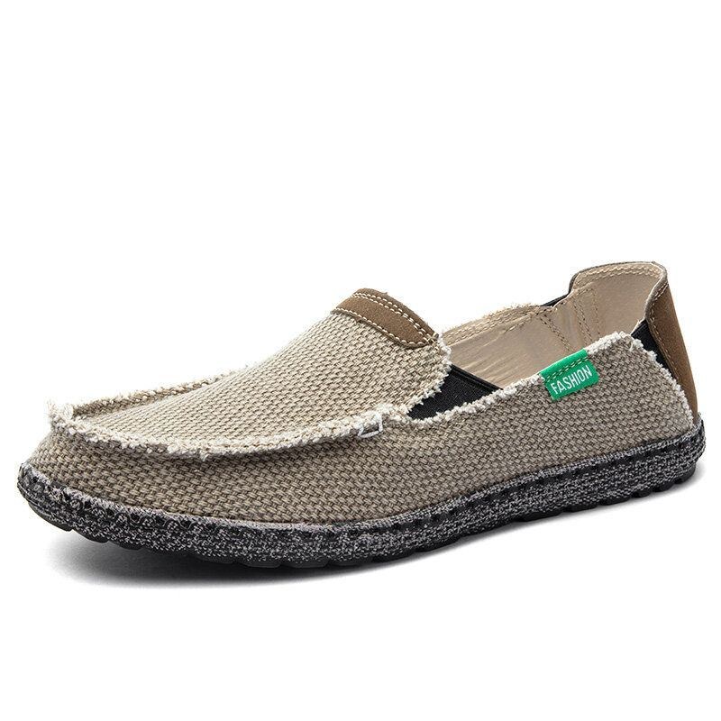 Herr Comfy Canvas Halkfria Andningsbara Slip On Casual Skor