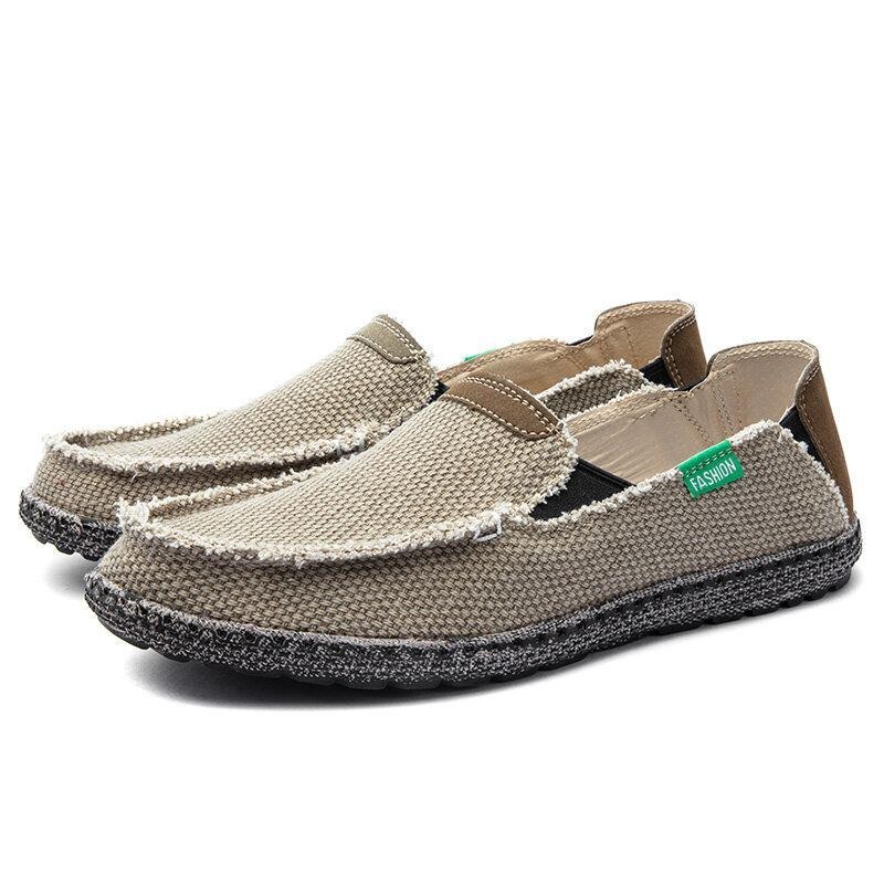 Herr Comfy Canvas Halkfria Andningsbara Slip On Casual Skor