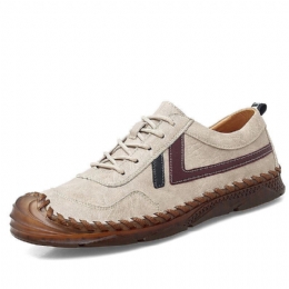 Herr Comfy Läder Bärbar Mjuk Sula Handgjorda Sömmar Casual Flat Shoes