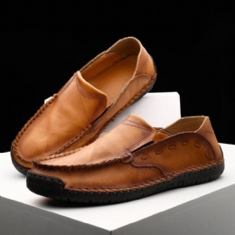 Herr Halksäkra Handsömmar Casual Slip On Läderskor