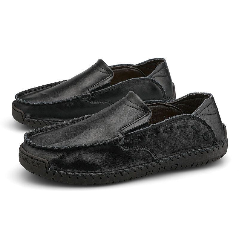 Herr Halksäkra Handsömmar Casual Slip On Läderskor