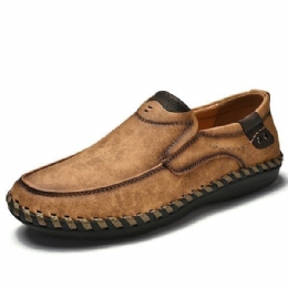 Herr Handsömmar Läder Slip On Mjuk Sula Casual Skor