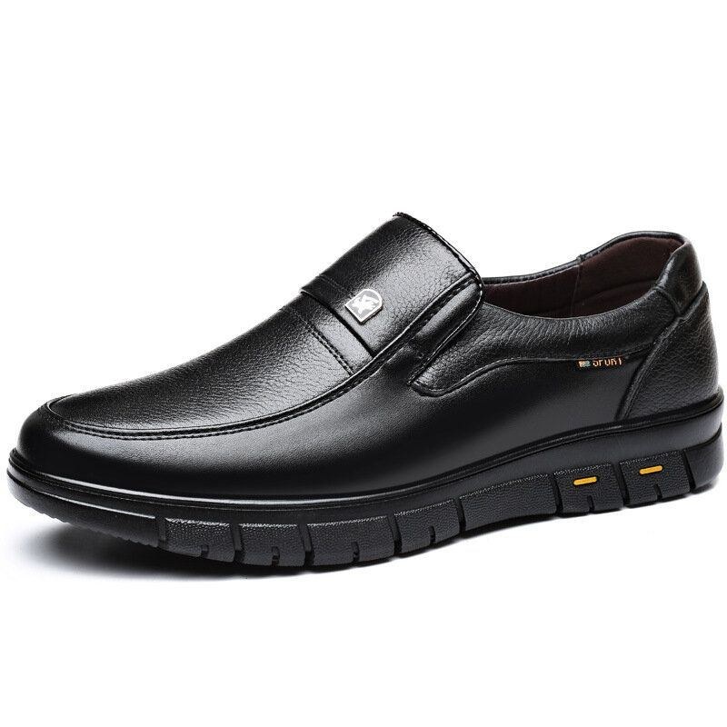 Herr Kohud Läder Andas Mjuk Sula Slip On Klassiska Casual Business Skor