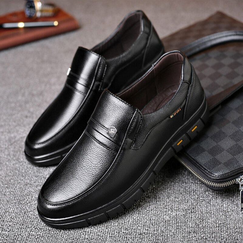 Herr Kohud Läder Andas Mjuk Sula Slip On Klassiska Casual Business Skor