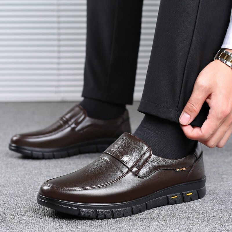 Herr Kohud Läder Andas Mjuk Sula Slip On Klassiska Casual Business Skor