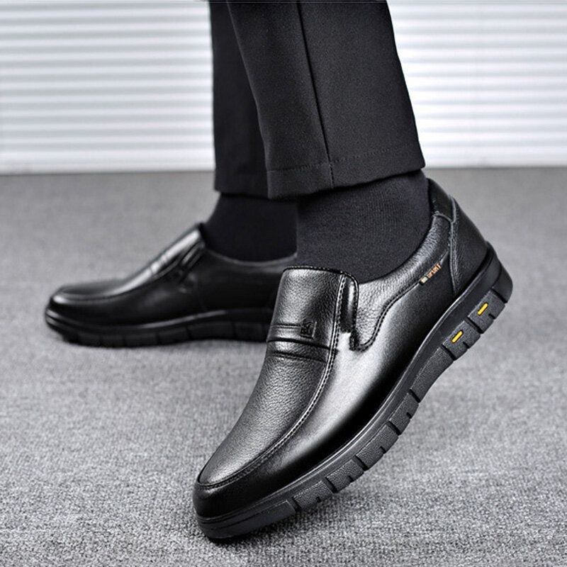 Herr Kohud Läder Andas Mjuk Sula Slip On Klassiska Casual Business Skor