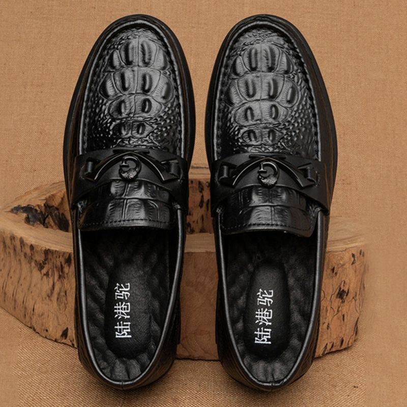 Herr Kohud Läder Bekväma Casual Flat Slip On Loafers