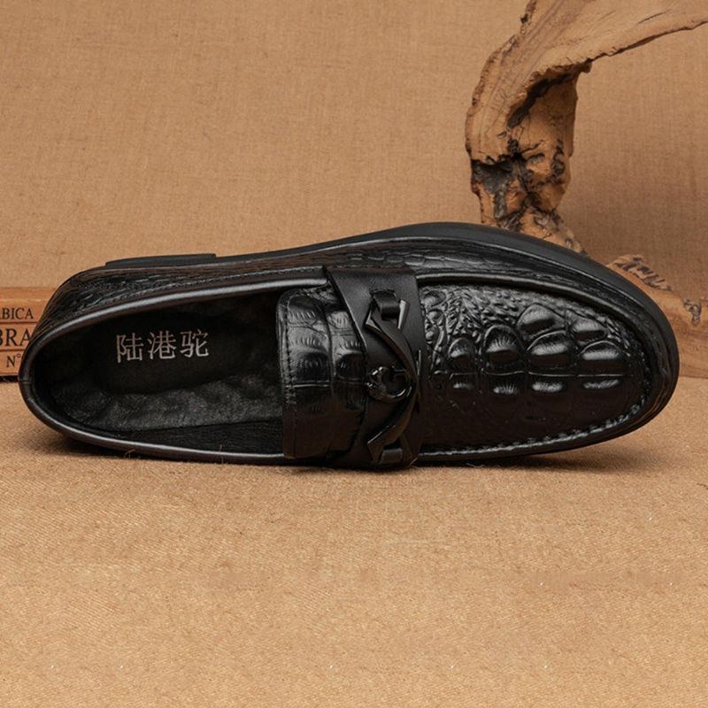 Herr Kohud Läder Bekväma Casual Flat Slip On Loafers