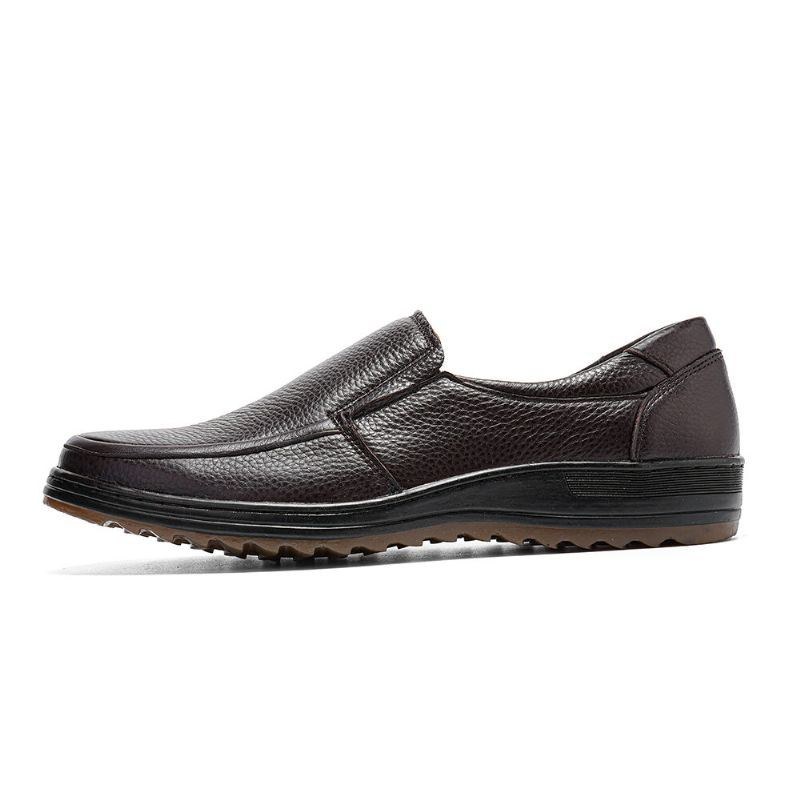 Herr Läder Andas Mjuk Sula Halkfri Bekväma Slip On Casual Business Skor