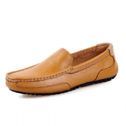 Herr Läder Casual Driving Slip On Outdoor Platt Mjuk Bekväma Loafers Skor