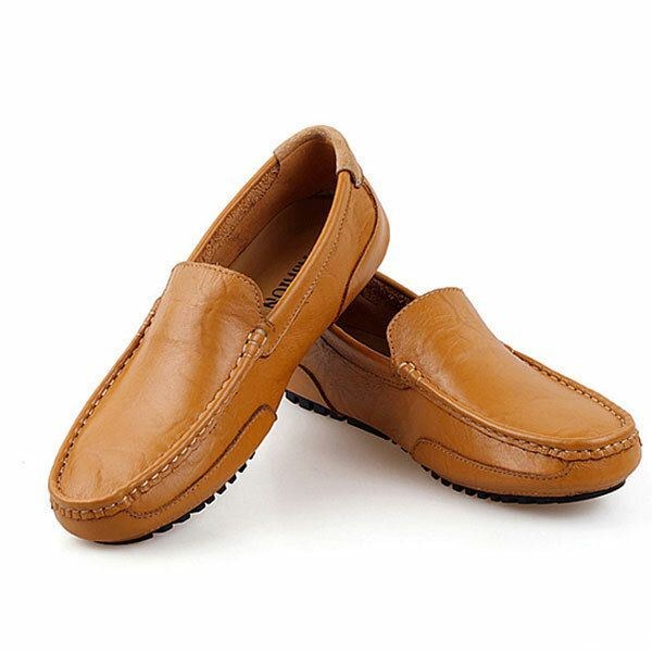 Herr Läder Casual Driving Slip On Outdoor Platt Mjuk Bekväma Loafers Skor