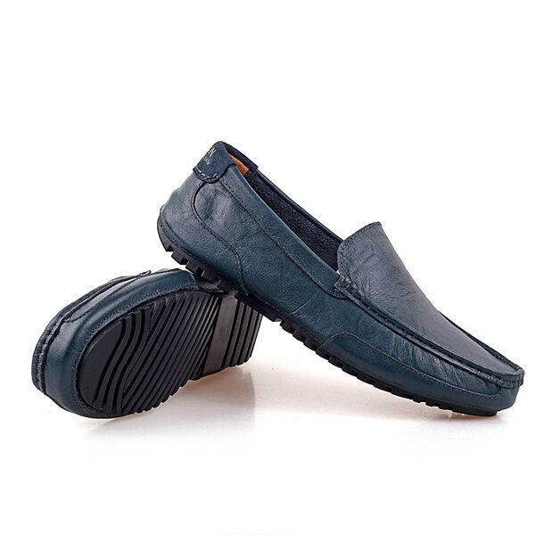 Herr Läder Casual Driving Slip On Outdoor Platt Mjuk Bekväma Loafers Skor