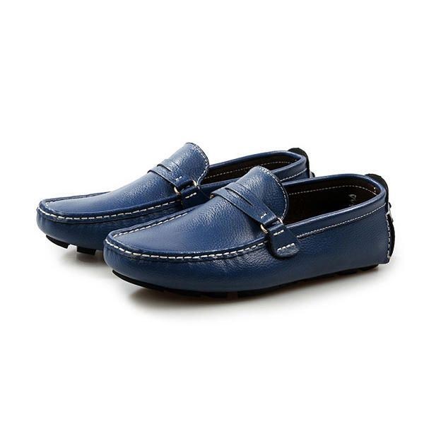 Herr Läder Casual Driving Utomhus Mjuka Flats Loafers Skor