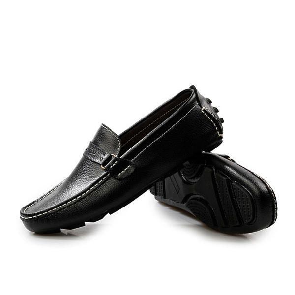 Herr Läder Casual Driving Utomhus Mjuka Flats Loafers Skor