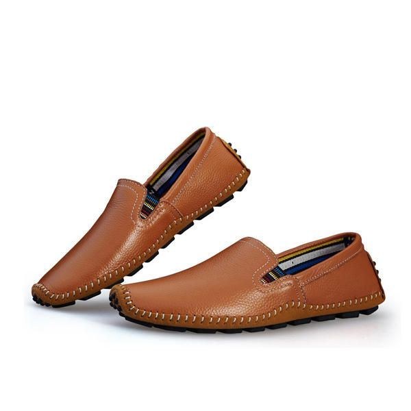 Herr Läder Casual Outdoor Driving Slip On Flats Loafers Skor