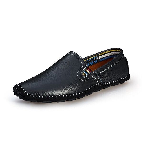 Herr Läder Casual Outdoor Driving Slip On Flats Loafers Skor