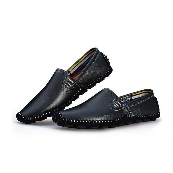 Herr Läder Casual Outdoor Driving Slip On Flats Loafers Skor