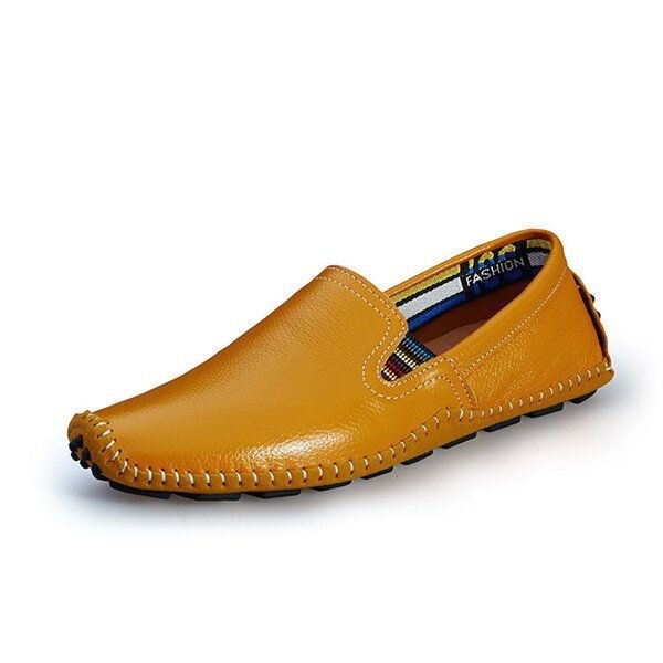 Herr Läder Casual Outdoor Driving Slip On Flats Loafers Skor