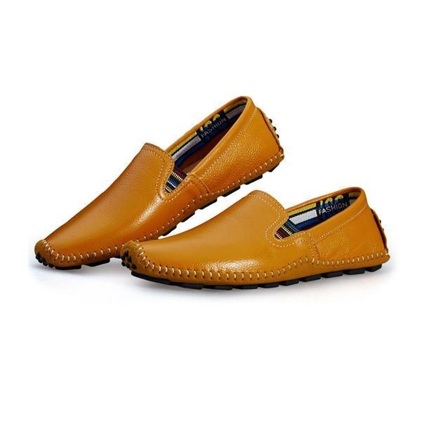 Herr Läder Casual Outdoor Driving Slip On Flats Loafers Skor