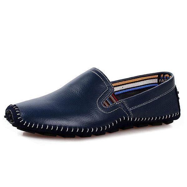 Herr Läder Casual Outdoor Mjuk Slip On Flat Loafers