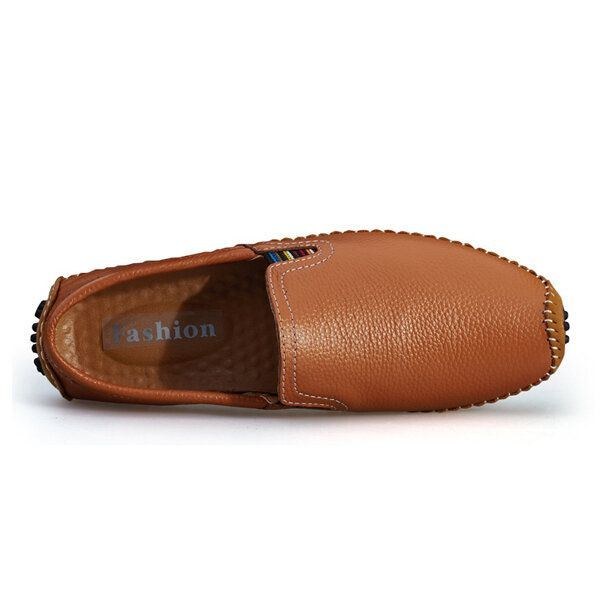 Herr Läder Casual Outdoor Mjuk Slip On Flat Loafers