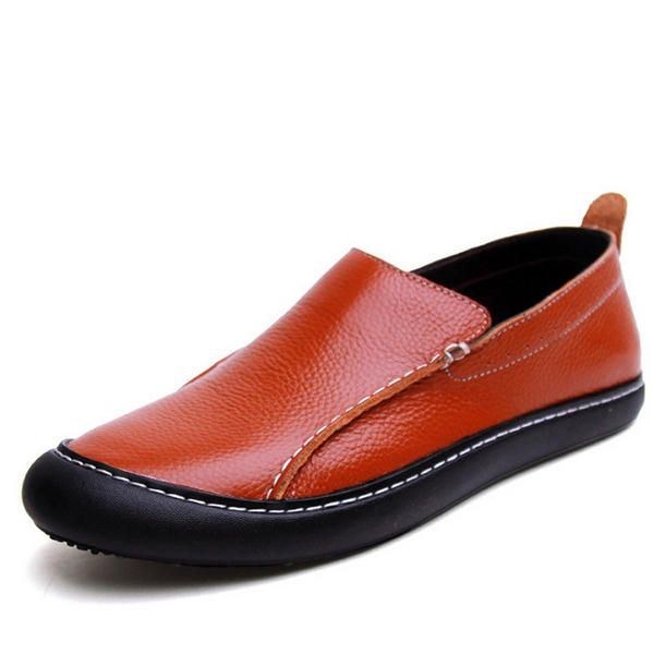 Herr Läder Casual Outdoor Slip On Soft Fashion Flat Loafers