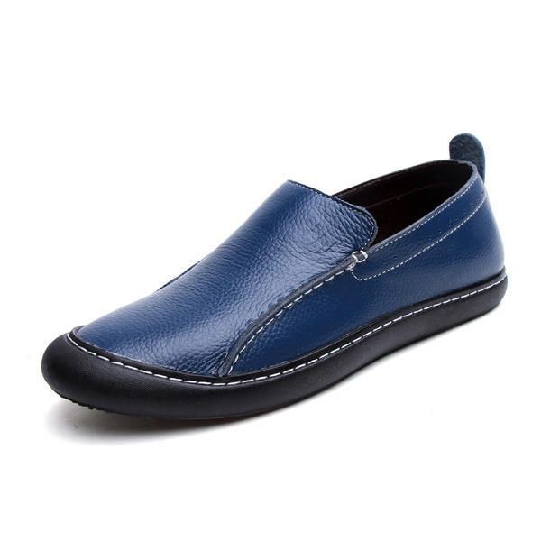 Herr Läder Casual Outdoor Slip On Soft Fashion Flat Loafers