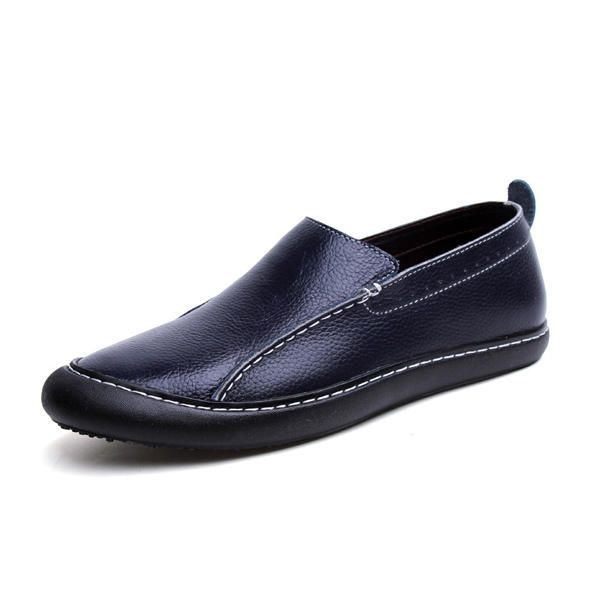 Herr Läder Casual Outdoor Slip On Soft Fashion Flat Loafers