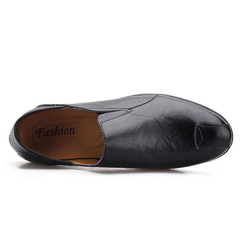 Herr Läder Comfy Halkfri Casual Slip On Driving Loafers