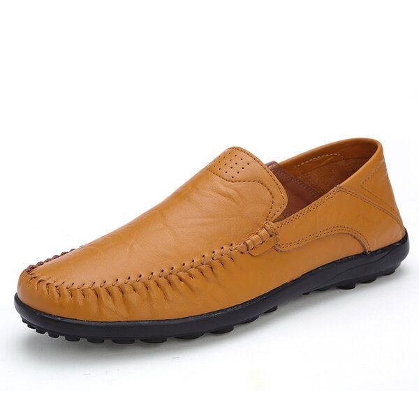 Herr Läder Flat Casual Mjuk Utomhus Andas Flats Loafers Skor