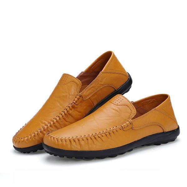 Herr Läder Flat Casual Mjuk Utomhus Andas Flats Loafers Skor