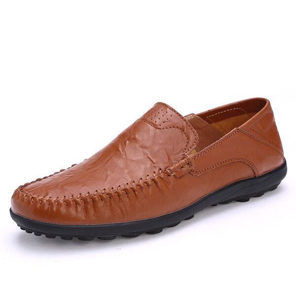 Herr Läder Flat Casual Mjuk Utomhus Andas Flats Loafers Skor