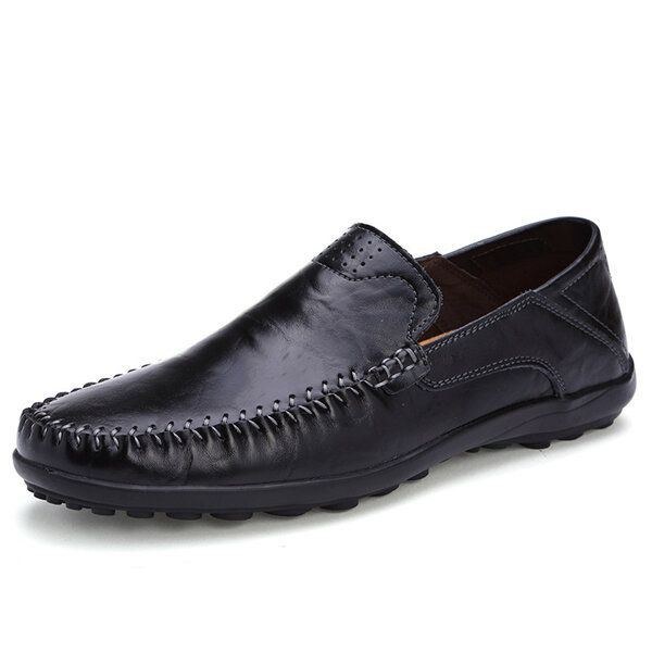 Herr Läder Flat Casual Mjuk Utomhus Andas Flats Loafers Skor