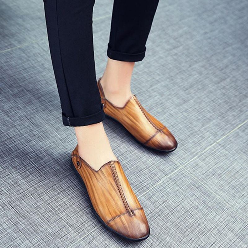 Herr Lättvikts Äkta Läder Casual Slip On Flats