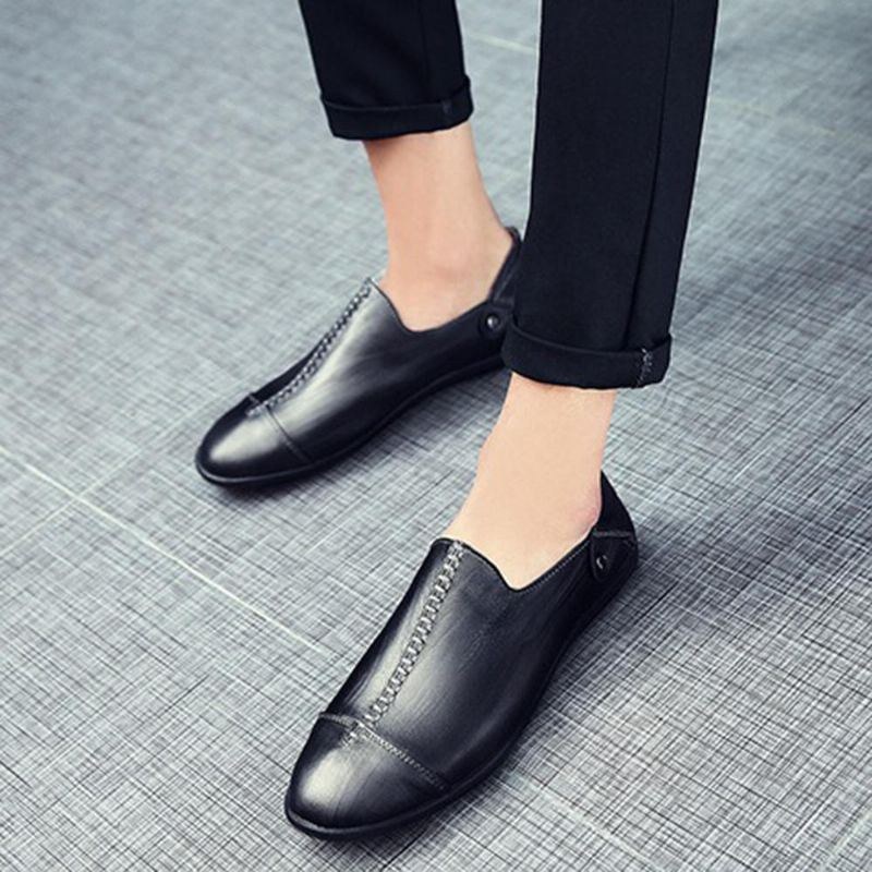 Herr Lättvikts Äkta Läder Casual Slip On Flats