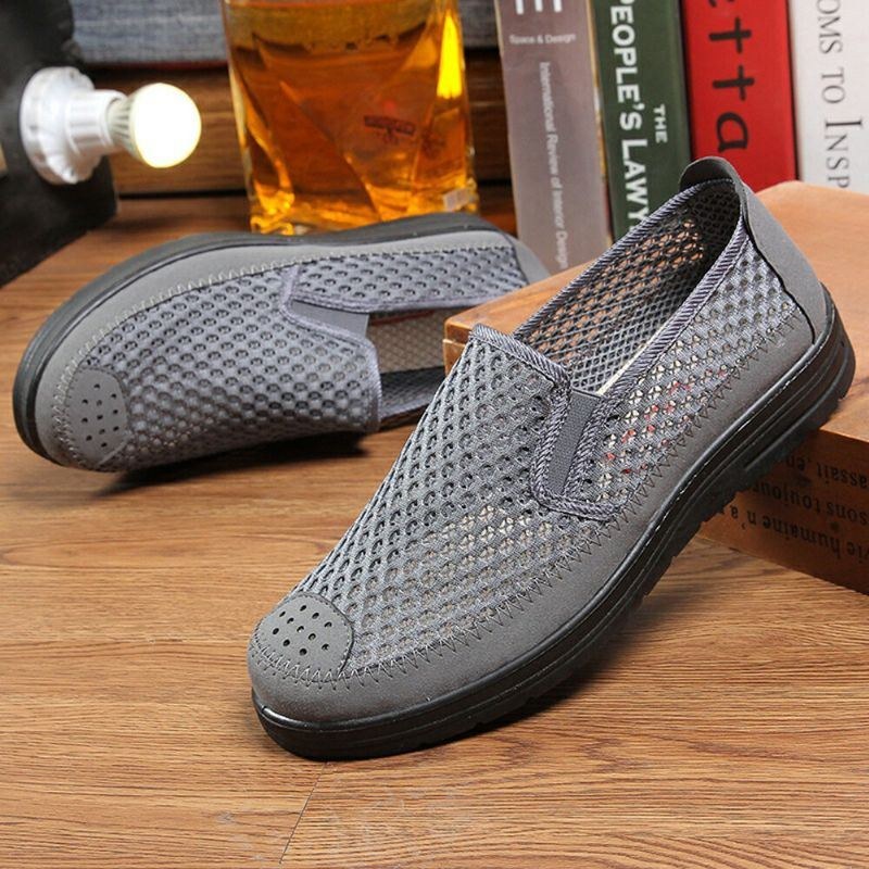 Herr Mesh Andas Halkfri Bekväm Botten Slip On Gamla Peking Casual Skor