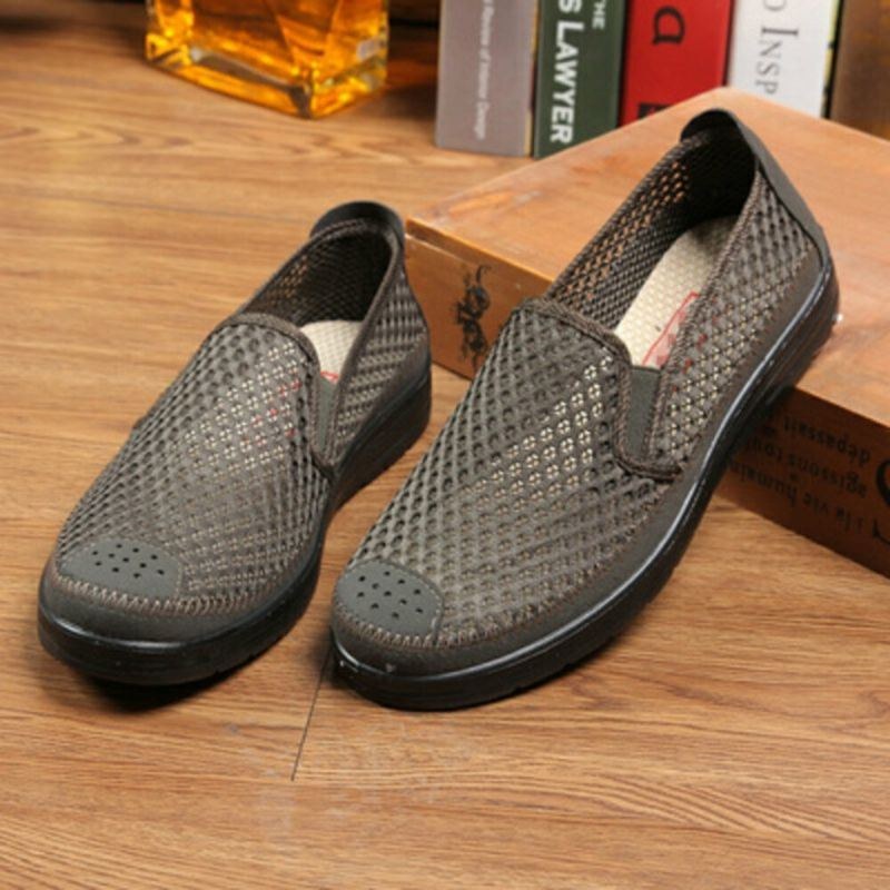 Herr Mesh Andas Halkfri Bekväm Botten Slip On Gamla Peking Casual Skor