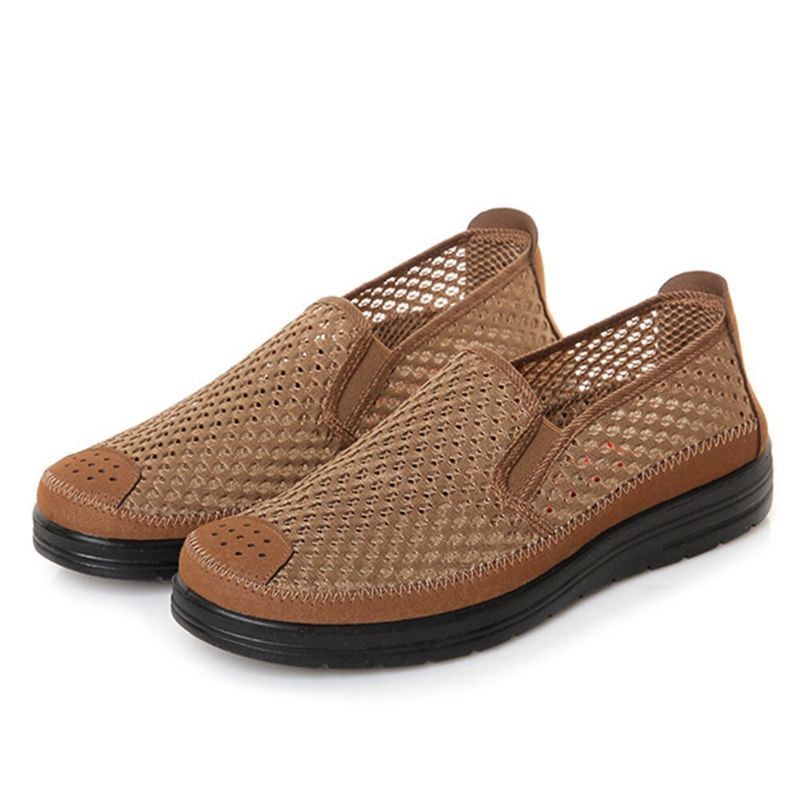 Herr Mesh Andas Halkfri Bekväm Botten Slip On Gamla Peking Casual Skor