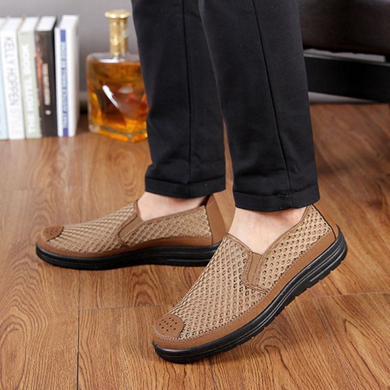 Herr Mesh Andas Halkfri Bekväm Botten Slip On Gamla Peking Casual Skor