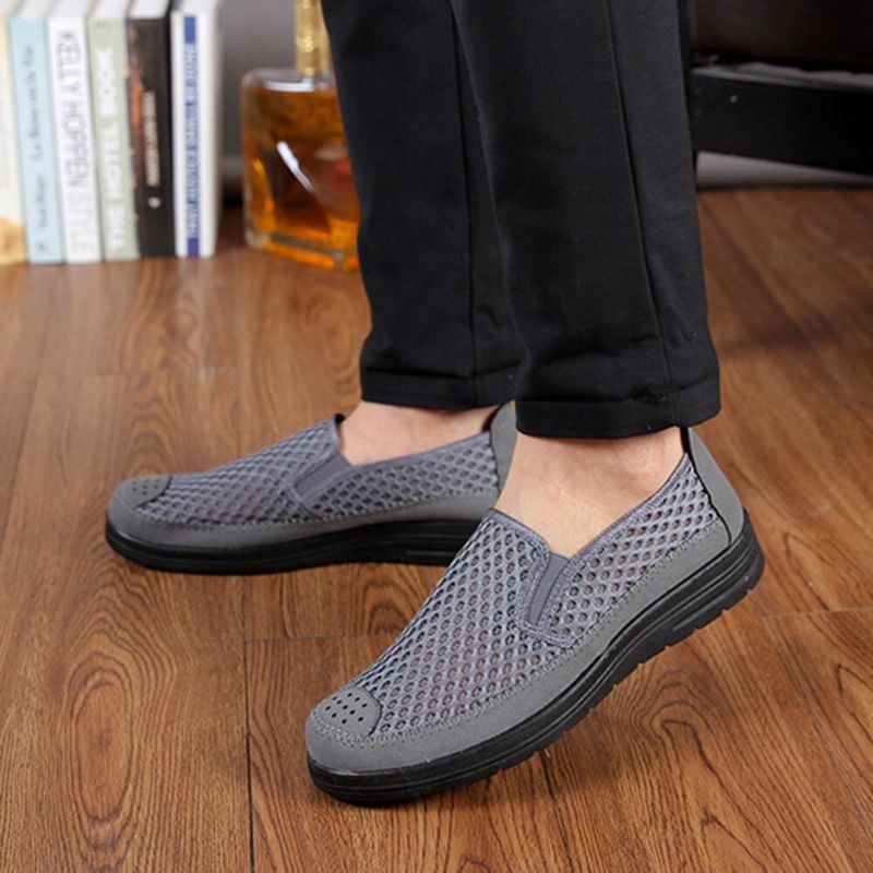 Herr Mesh Andas Halkfri Bekväm Botten Slip On Gamla Peking Casual Skor