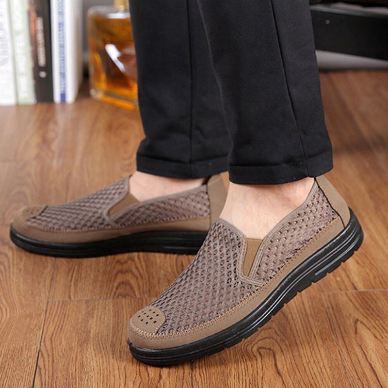 Herr Mesh Andas Halkfri Bekväm Botten Slip On Gamla Peking Casual Skor