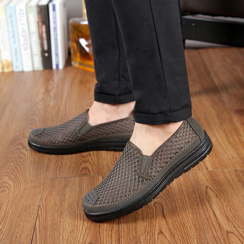 Herr Mesh Andas Halkfri Bekväm Botten Slip On Gamla Peking Casual Skor