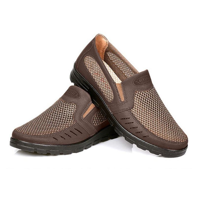 Herr Mesh Andas Ihålig Halkfri Mjuk Sula Slip On Casual Skor