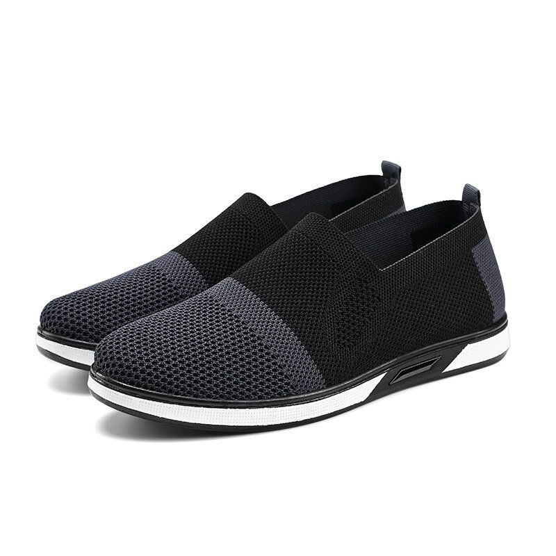 Herr Mesh Casual Sneakers Lättvikt Andas Sneaker Casual Sportskor Stickade Comfy Flat