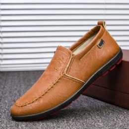 Herr Microfiber Läder Andas Mjuk Sula Slip On Bekväma Business Casual Skor