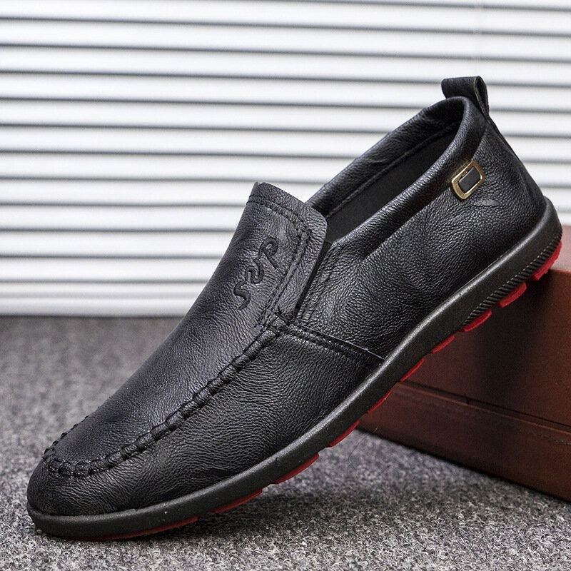 Herr Microfiber Läder Andas Mjuk Sula Slip On Bekväma Business Casual Skor