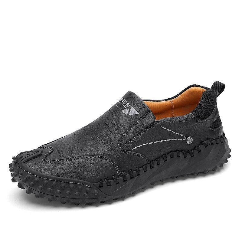 Herr Microfiber Läder Andas Mjuk Sula Slip On Bekväma Körning Casual Skor