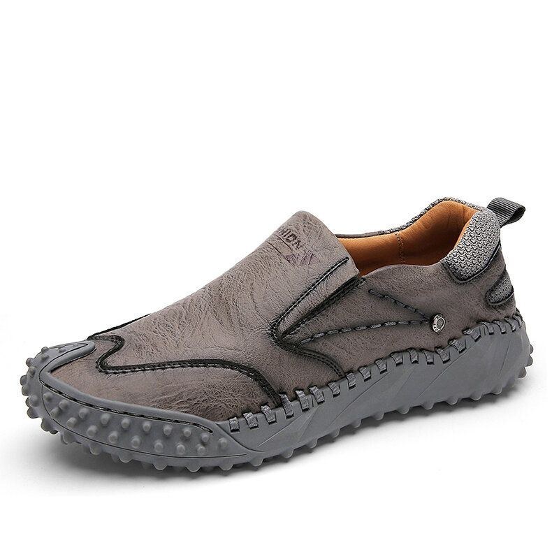 Herr Microfiber Läder Andas Mjuk Sula Slip On Bekväma Körning Casual Skor