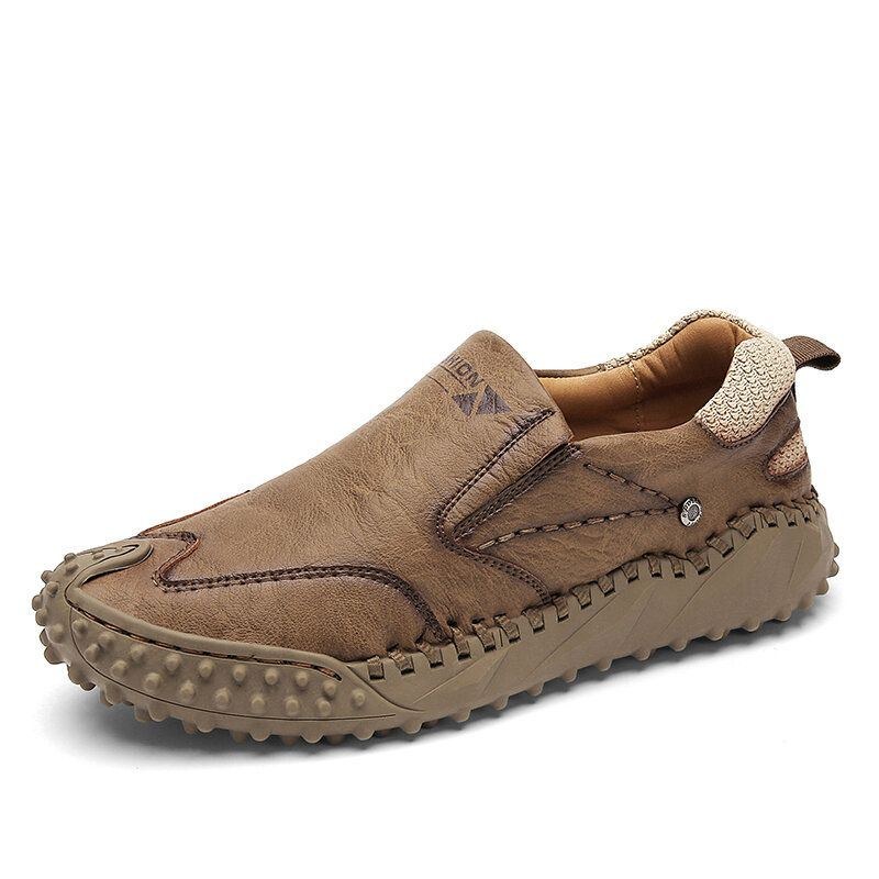 Herr Microfiber Läder Andas Mjuk Sula Slip On Bekväma Körning Casual Skor